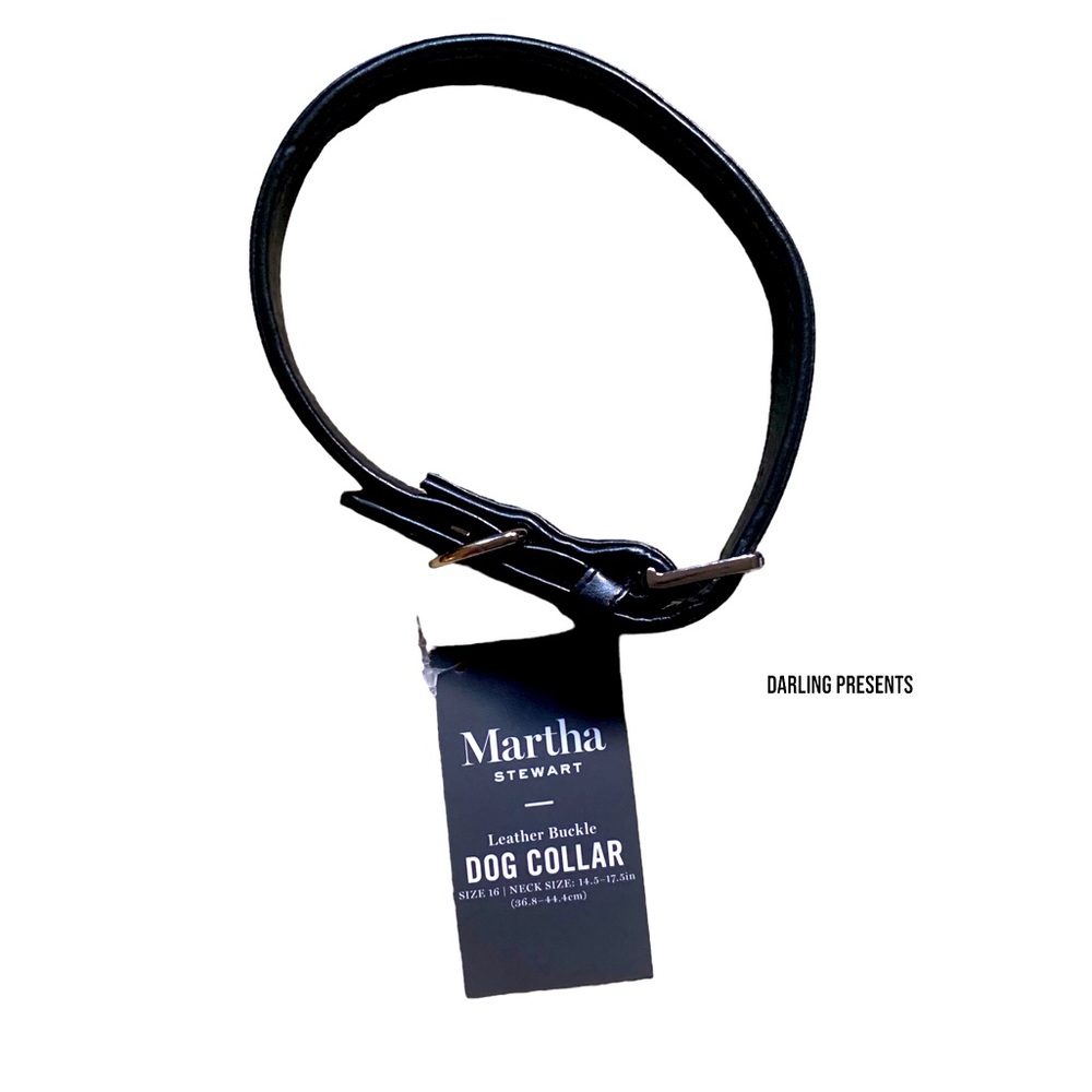 Martha Stewart Vegan Leather Engraved Buckle Dog Collar Color Black Size 16/M